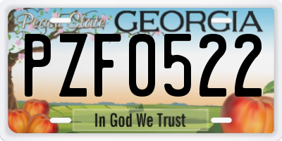 GA license plate PZF0522