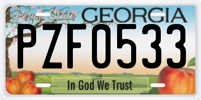GA license plate PZF0533
