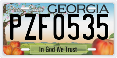 GA license plate PZF0535
