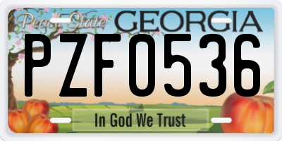 GA license plate PZF0536