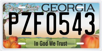 GA license plate PZF0543