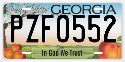 GA license plate PZF0552