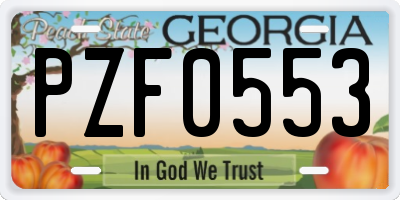 GA license plate PZF0553