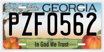 GA license plate PZF0562