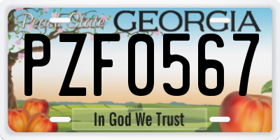 GA license plate PZF0567
