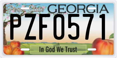 GA license plate PZF0571