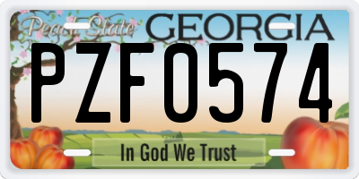 GA license plate PZF0574