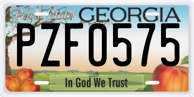 GA license plate PZF0575