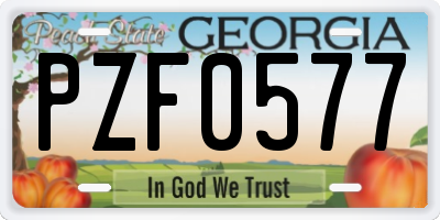 GA license plate PZF0577