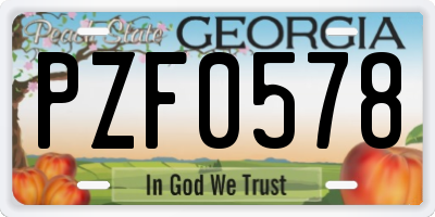 GA license plate PZF0578