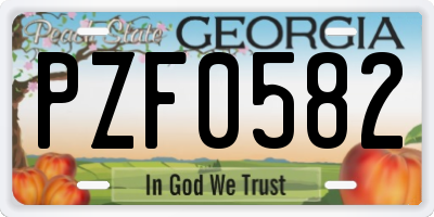 GA license plate PZF0582
