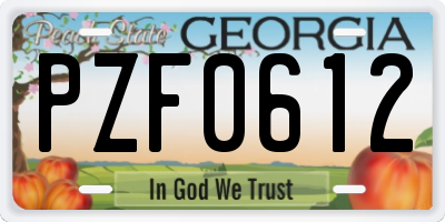 GA license plate PZF0612