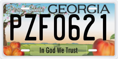 GA license plate PZF0621