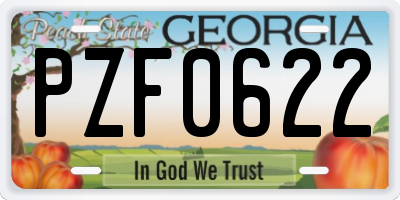 GA license plate PZF0622