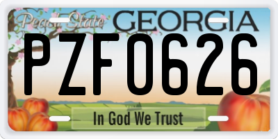 GA license plate PZF0626