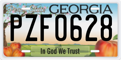 GA license plate PZF0628