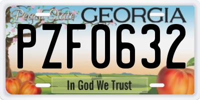 GA license plate PZF0632