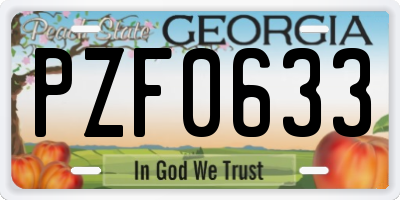 GA license plate PZF0633