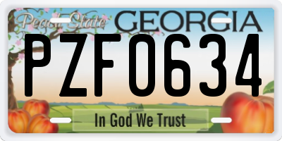 GA license plate PZF0634