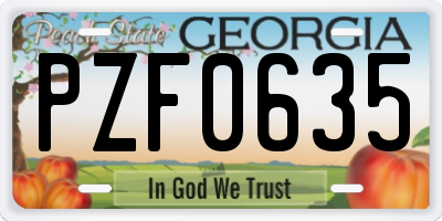 GA license plate PZF0635