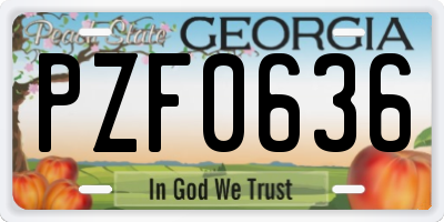 GA license plate PZF0636