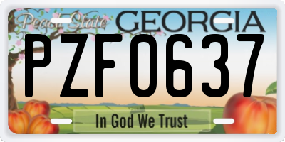 GA license plate PZF0637