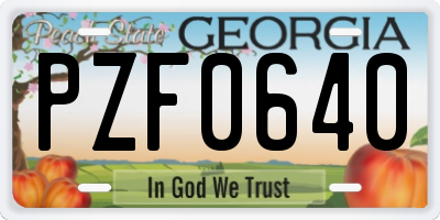 GA license plate PZF0640