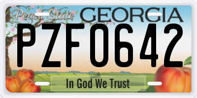 GA license plate PZF0642