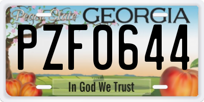 GA license plate PZF0644