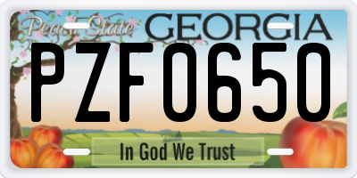 GA license plate PZF0650