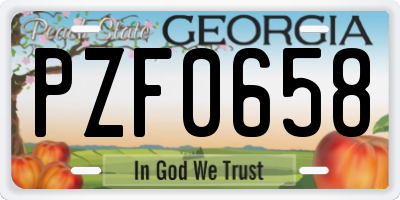 GA license plate PZF0658