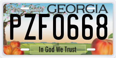 GA license plate PZF0668
