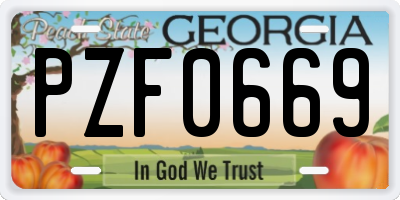 GA license plate PZF0669