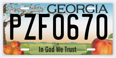GA license plate PZF0670
