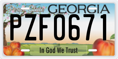 GA license plate PZF0671