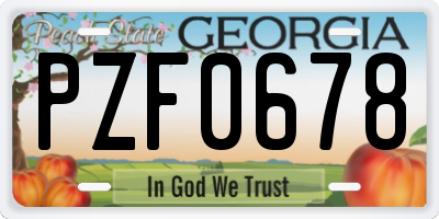 GA license plate PZF0678