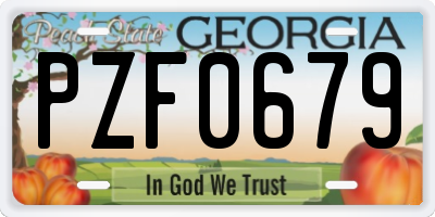 GA license plate PZF0679