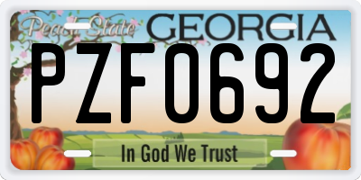 GA license plate PZF0692