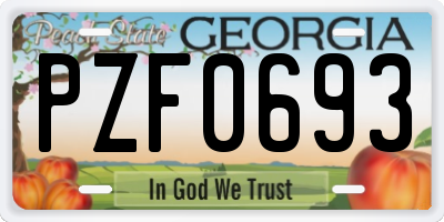 GA license plate PZF0693