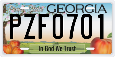 GA license plate PZF0701
