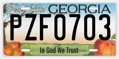 GA license plate PZF0703