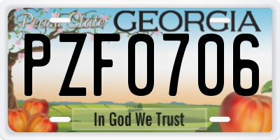 GA license plate PZF0706