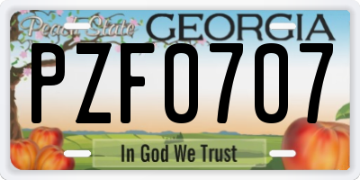 GA license plate PZF0707