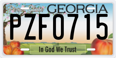 GA license plate PZF0715