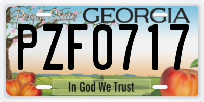 GA license plate PZF0717