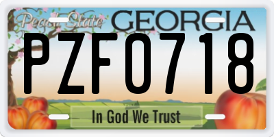 GA license plate PZF0718