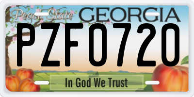 GA license plate PZF0720