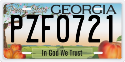 GA license plate PZF0721