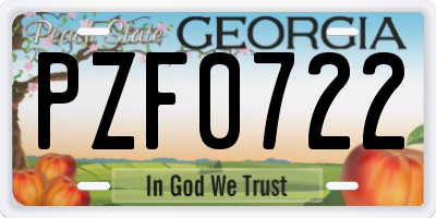 GA license plate PZF0722