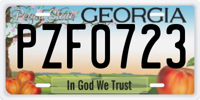 GA license plate PZF0723